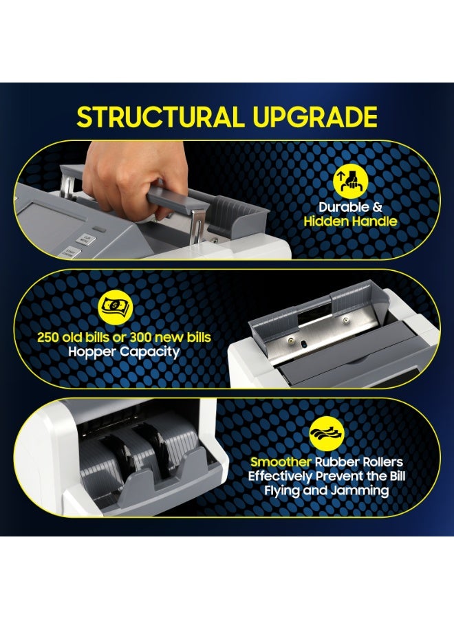 جيرزون عداد نقود GearZone متعدد الفئات، شاشة لمس، عدّ نقدي بسرعة 1000 ورقة نقدية في الدقيقة، كشف بالأشعة فوق البنفسجية/المغناطيسية/الأشعة تحت الحمراء/الضوء الرقمي، عداد عملات وأنماط متعددة للأعمال - Image 4